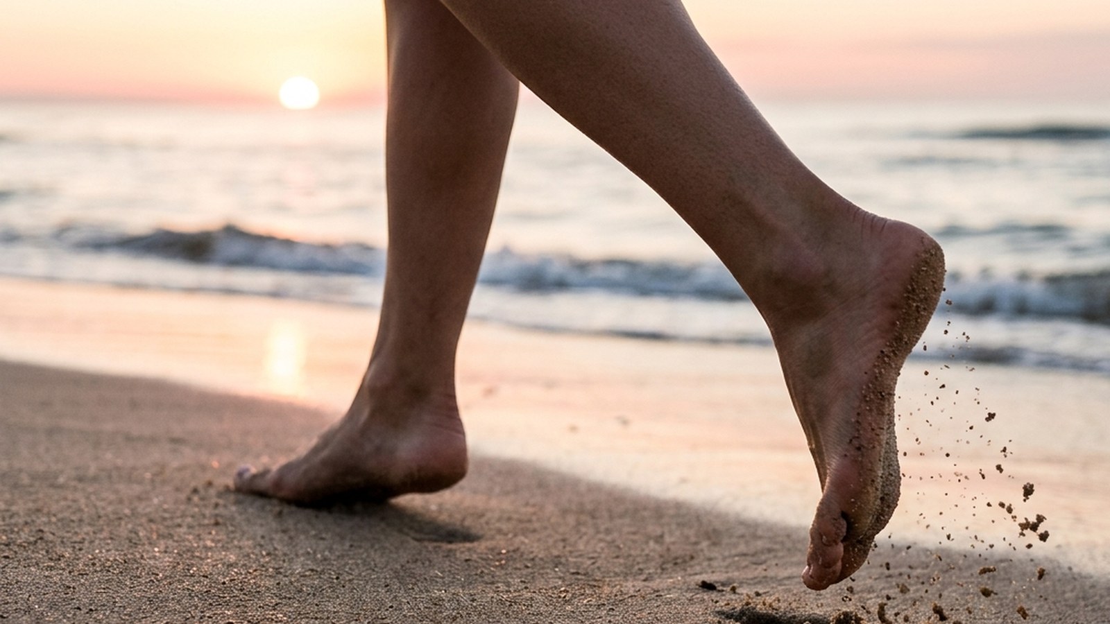 Why damp firm sand at the waterline is the safest barefoot-running transition surface, the published adult-transition injury risk, and a 12-week progr