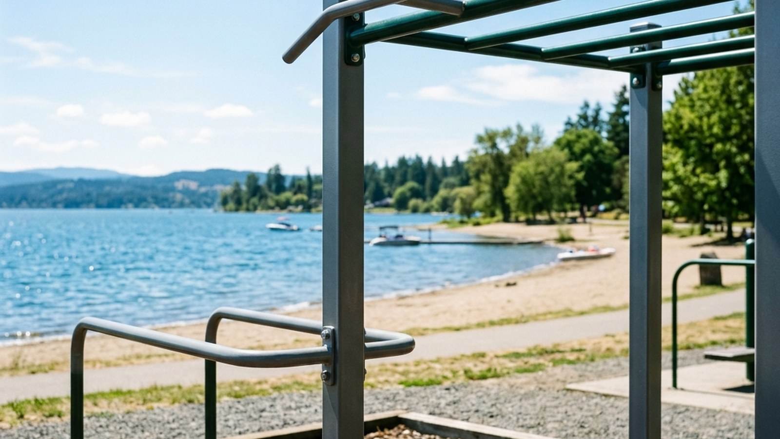 Outdoor Calisthenics at Wasaga Beach Park Fitness Stations and Beach Posts