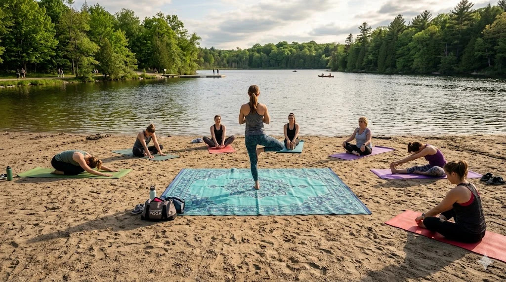 A fitness scavenger hunt on the shore
