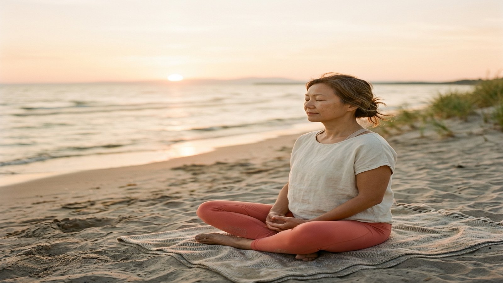 Sunrise meditation on the shore