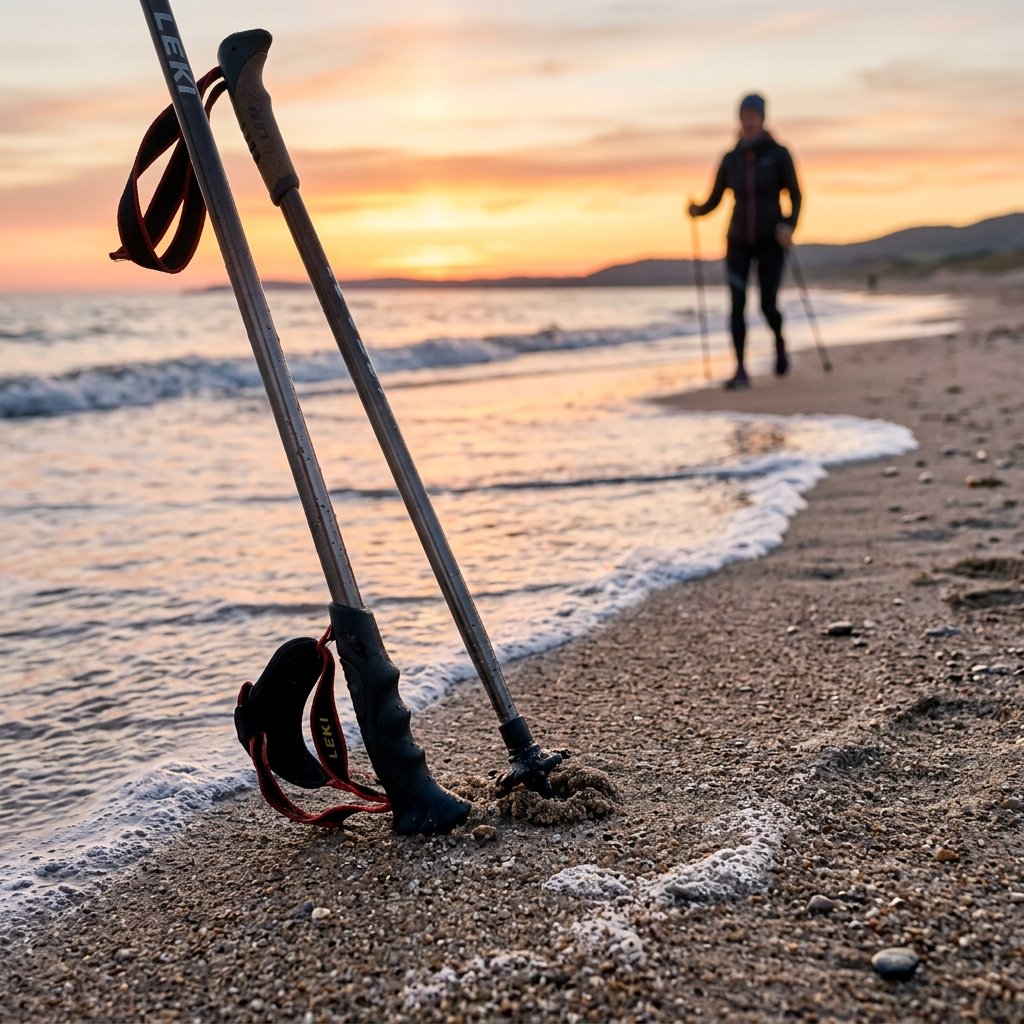 Walking poles on sand: the engineering, the upper-body recruitment, and when they help
