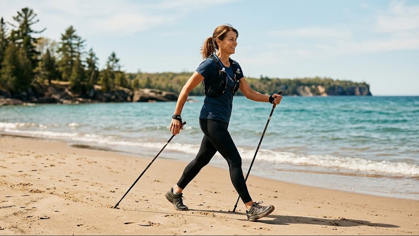 Walking poles on sand: the engineering, the upper-body recruitment, and when they help