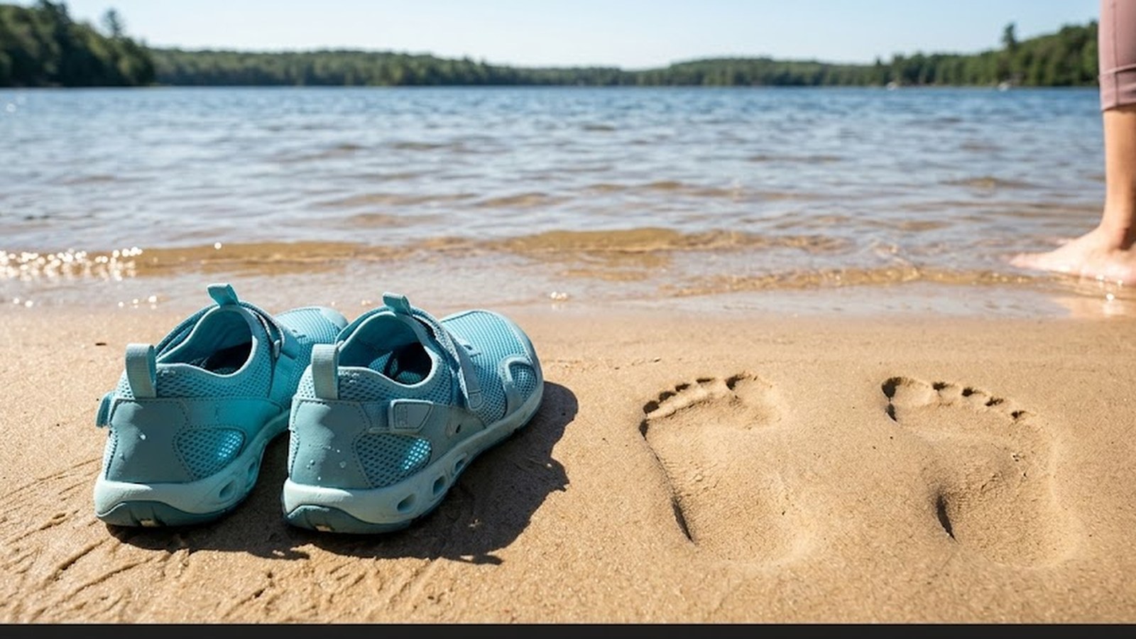 Water shoes vs barefoot on the shore